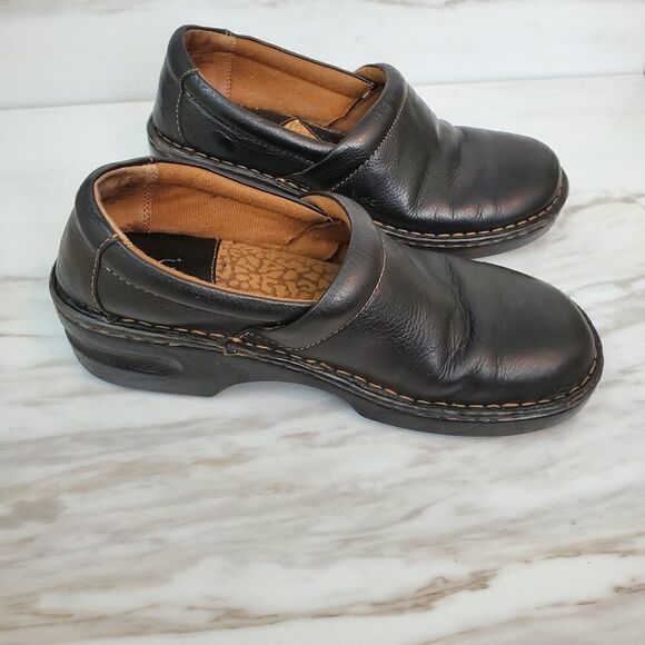 BOC WOMEN'S LEATHER CLOGS SIZE 8 BLACK - Picture 4 of 7
